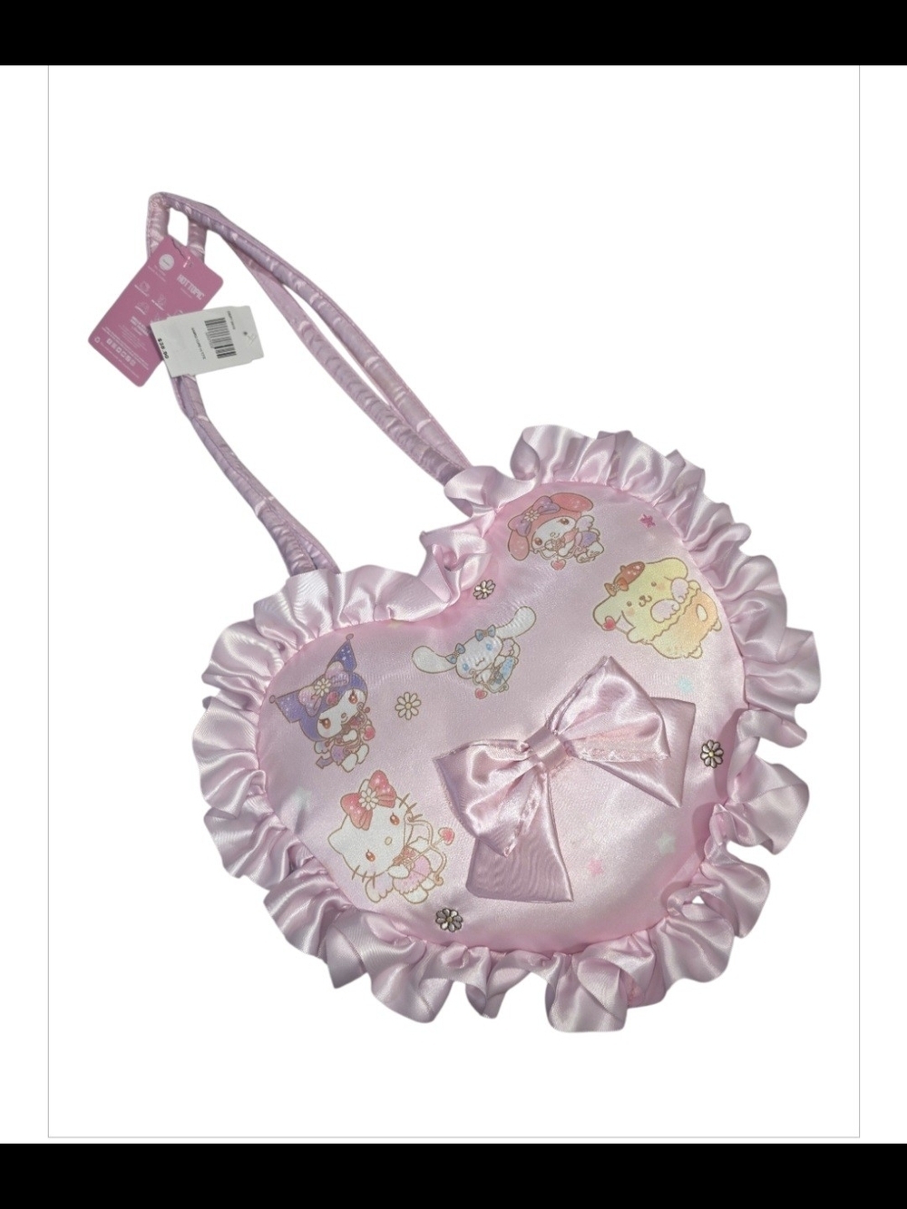 NWT Hello Kitty & Friends Pink Satin Heart Tote Bag Hot Topic Kawaii Sanrio